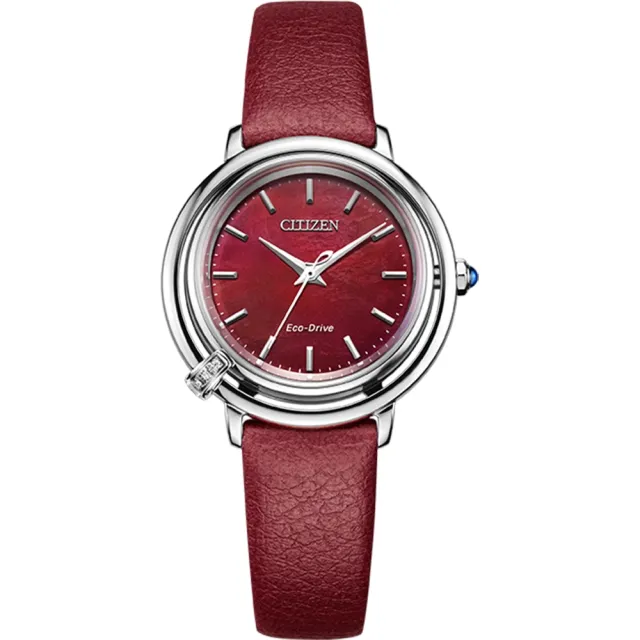 【CITIZEN 星辰】L系列 曙光 光動能鑽石腕錶 31.2MM－酒紅 (EM1090-78X) 雙11 送禮