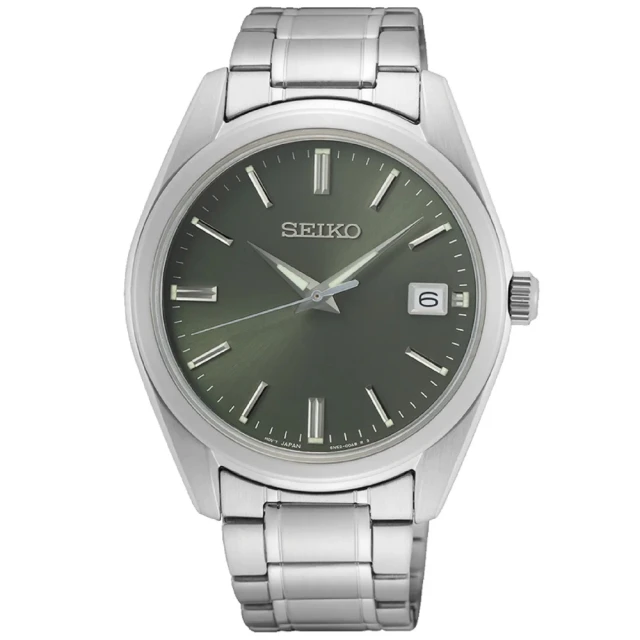 SEIKO 精工 CS系列 大三針簡約時尚腕錶/綠40.2mm(SUR527P1/6N52-00A0G)