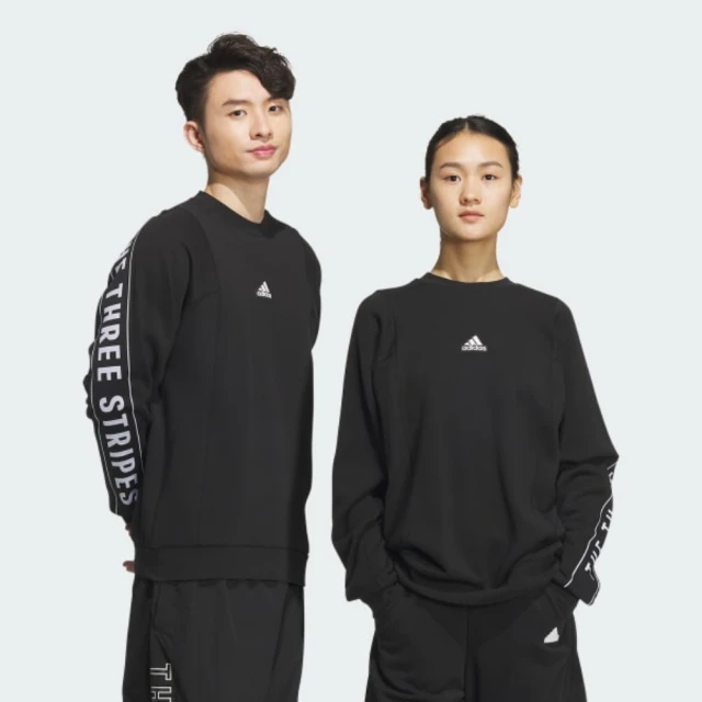 adidas 愛迪達 長袖上衣 男女 中性款 大學T 寬鬆版型 WORD FT CREW 黑 JG8590(S2866)