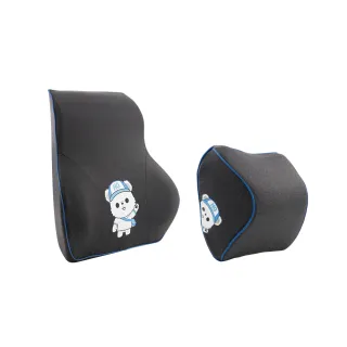 【ANBORTEH 安伯特】HO BEAR 賀參熊車用主駕必備組(慢回彈頭枕+護腰墊)