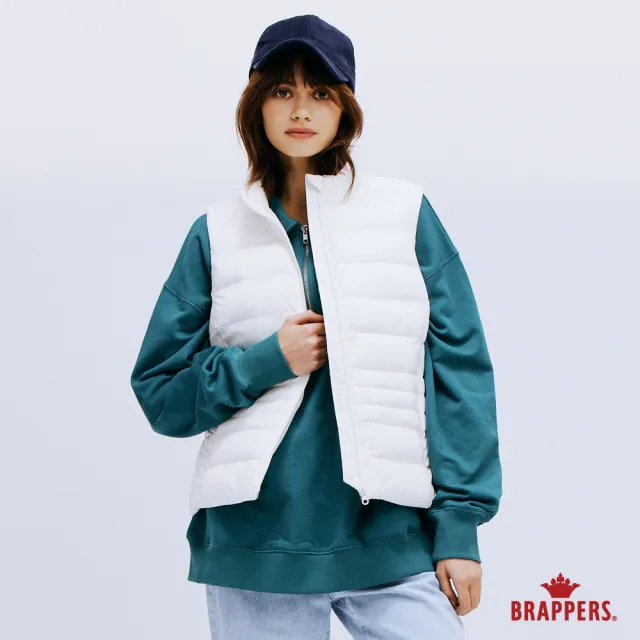 【BRAPPERS】女款 立領修身仿絨棉背心(白)