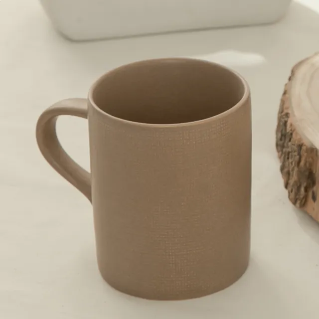 【YU Living 信歐傢居】陶瓷手工壓紋窯變釉馬克杯二件組 380ml(二件一組.2色任選/水杯 早餐咖啡杯)