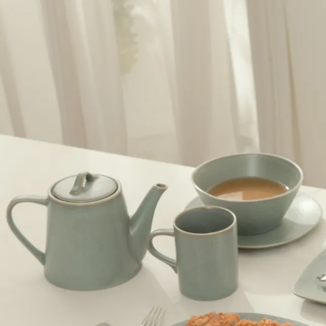 【YU Living 信歐傢居】陶瓷手工壓紋窯變釉馬克杯二件組 380ml(二件一組.2色任選/水杯 早餐咖啡杯)