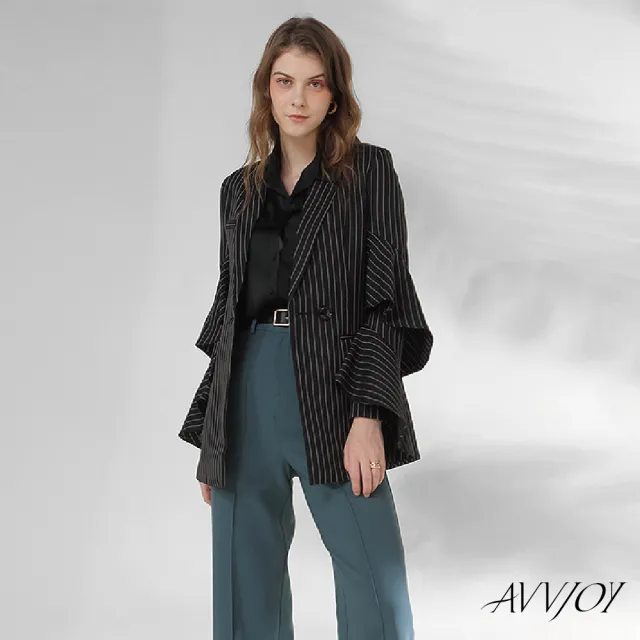 【AVVJOY 艾薇卓爾】荷葉袖設計感西裝(短版 大衣 外套 小西裝 西裝外套 百搭外套 保暖外套 AVV2233XZ)