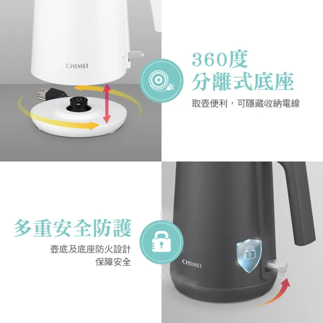 【CHIMEI 奇美】1.0L 304不鏽鋼雙層防燙快煮壺-夜幕灰(KT-10YPB2)
