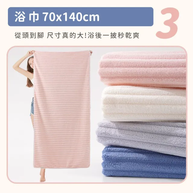 【DREAMCATCHER】加厚糖果絨系列3件組(乾髮帽x1+毛巾x1+浴巾x1)