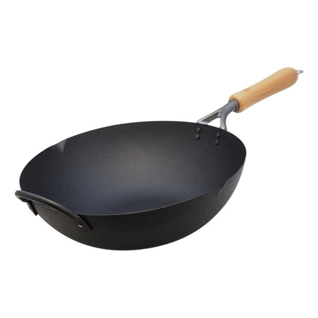 【IUSE】日本製 煌 凹凸雙面網紋炒鍋鐵鍋33cm