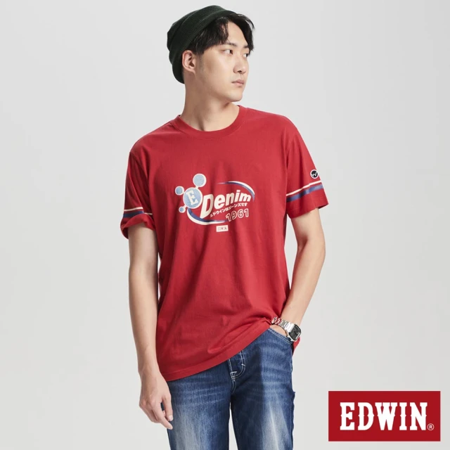 EDWIN 男裝 印條圖短袖T恤(紅色)