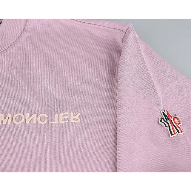 【MONCLER】MONCLER Grenoble顛倒橡膠LOGO純棉短袖T恤(女款/紫粉)