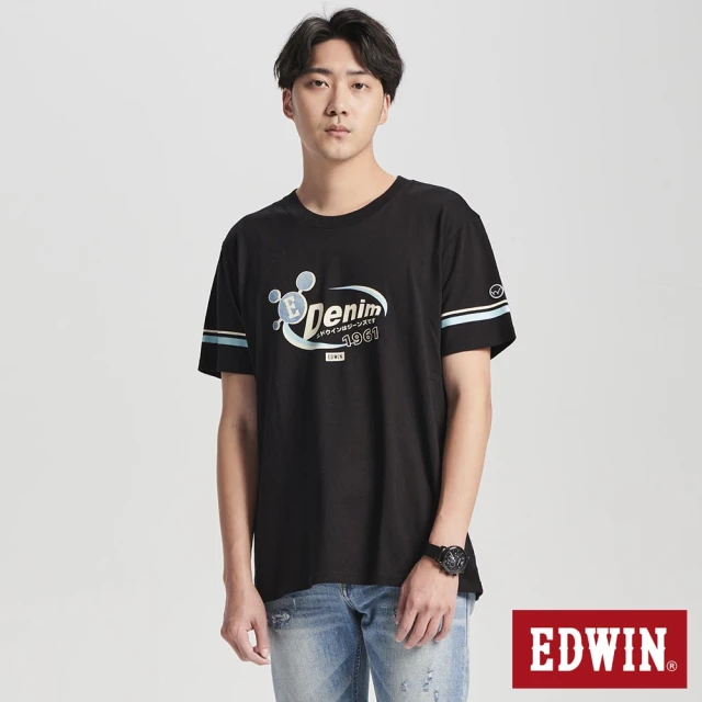 EDWIN 男裝 印條圖短袖T恤(黑色)