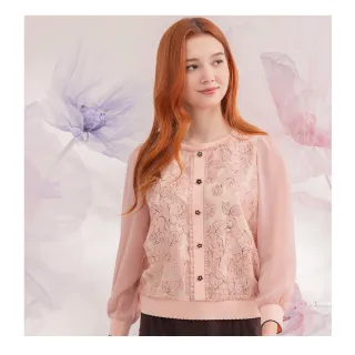 【IRIS 艾莉詩】柔嫩燒花拼接上衣-2色(46119)