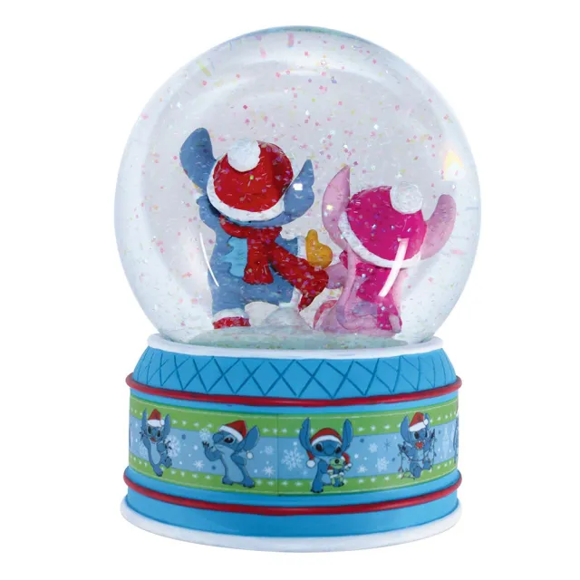 【Enesco】精品家飾 Disney 迪士尼 星際寶貝 史迪奇和安琪聖誕水晶球居家擺飾