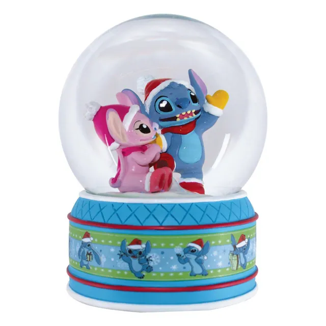 【Enesco】精品家飾 Disney 迪士尼 星際寶貝 史迪奇和安琪聖誕水晶球居家擺飾