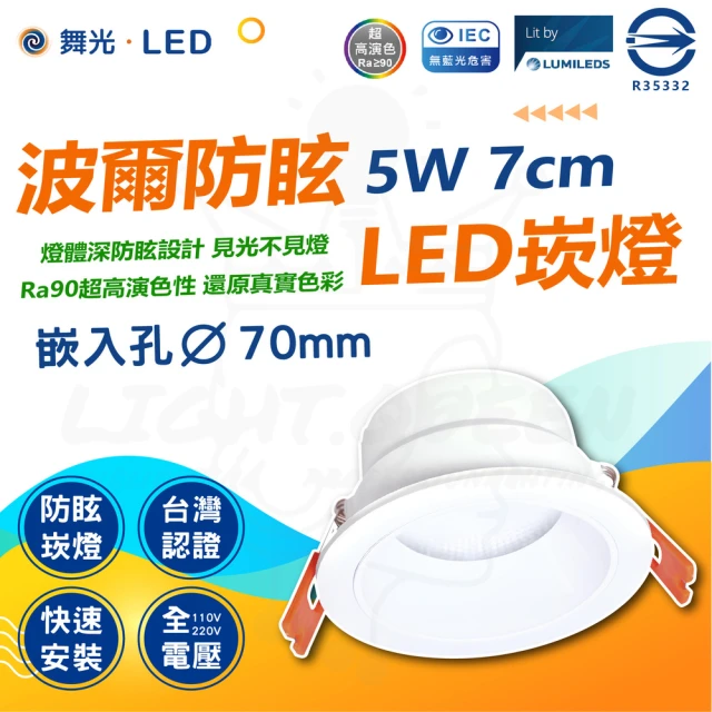 DanceLight 舞光 5入組 波爾 防眩崁燈 5W 7cm(極佳防眩光 舒適不刺眼簡約風格)