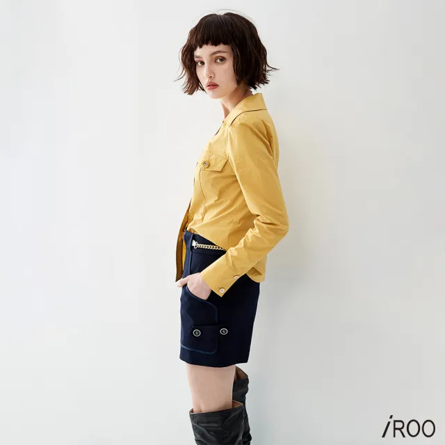 【iROO】裝飾口袋蓋襯衫