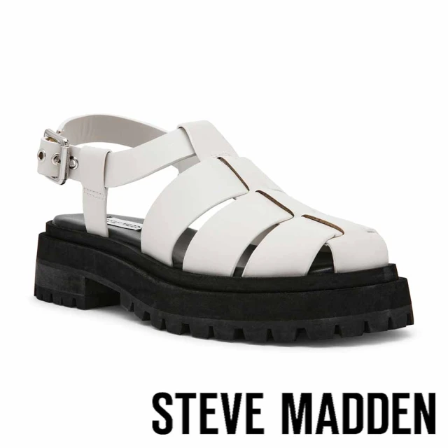 steve madden MARKET 羅馬寬帶厚底涼鞋(白色)