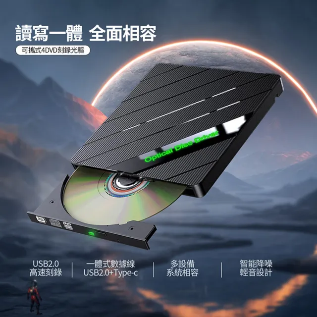 【ANTIAN】多功能電腦外置讀取燒錄機 USB/Type-C外接式CD/DVD光碟機 U盤刻錄機 可插卡行動光驅