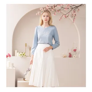 【IRIS 艾莉詩】湛藍刺繡棉質上衣-2色(46949)