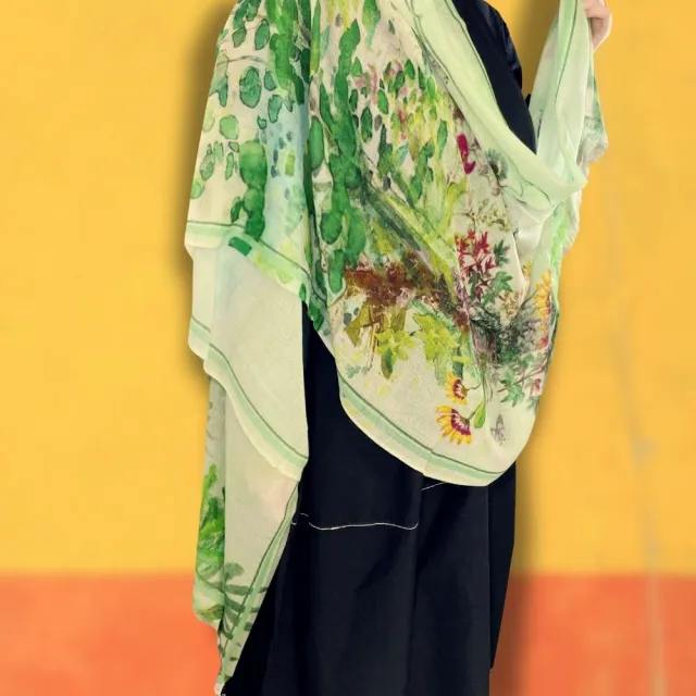 【iTa.a】交換禮物 100%尼泊爾制造鑽石織CASHMERE圍巾/披肩禮盒(喜馬拉雅工藝深度版-花.鳥.樹共生)