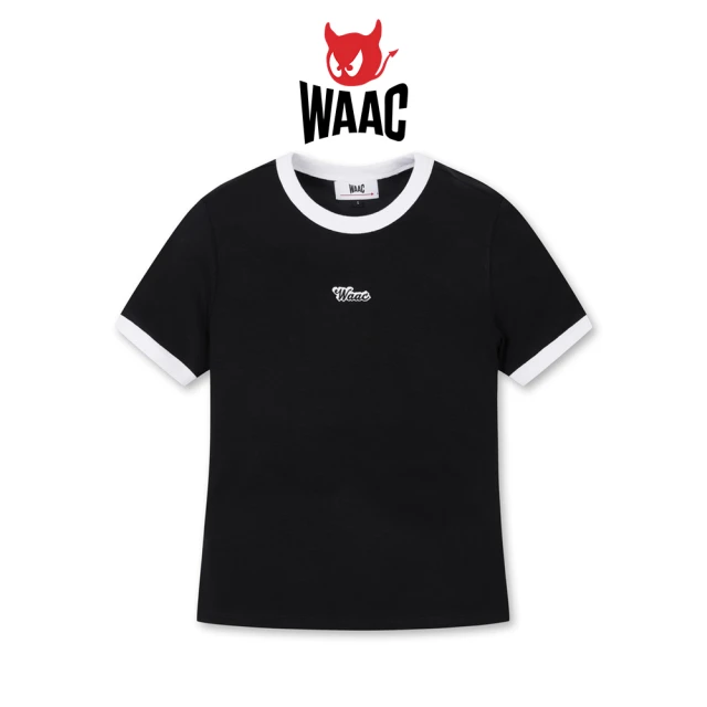 WAAC WOMEN WAAC LOGO CREWNECK TOP 女士 配色短袖上衣 黑色