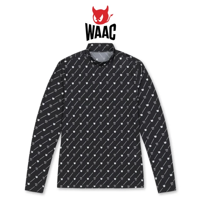 WAAC COOL PATTERN TURTLENECK TOP 女士 涼感小立領長袖上衣 黑色