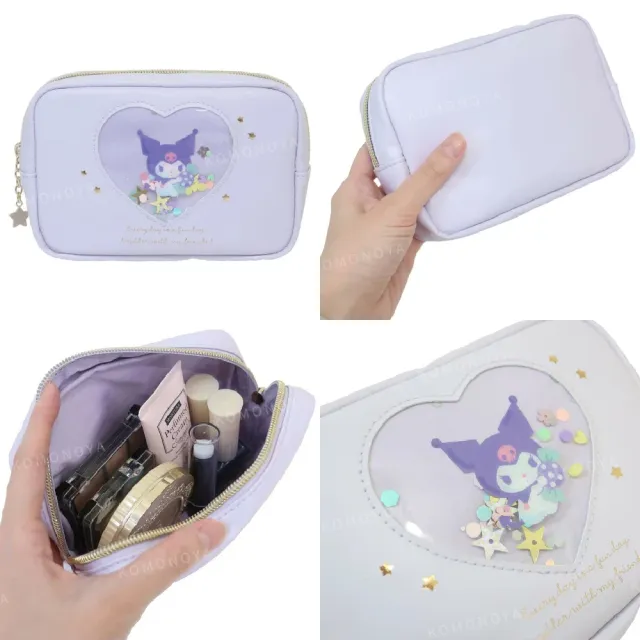 【小禮堂】雙11 Sanrio 三麗鷗 皮質流沙收納包 - 抱糖果款 美樂蒂 酷洛米 大耳狗(平輸品)