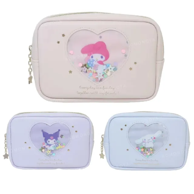 【小禮堂】Sanrio 三麗鷗 皮質流沙收納包 - 抱糖果款 美樂蒂 酷洛米 大耳狗(平輸品)