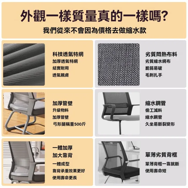 【耐家】弓型椅 人體工學椅 辦公椅 電腦椅 透氣網椅(透氣網椅/旋轉升降頭枕/腰托/彈力海綿坐墊/預售15天)