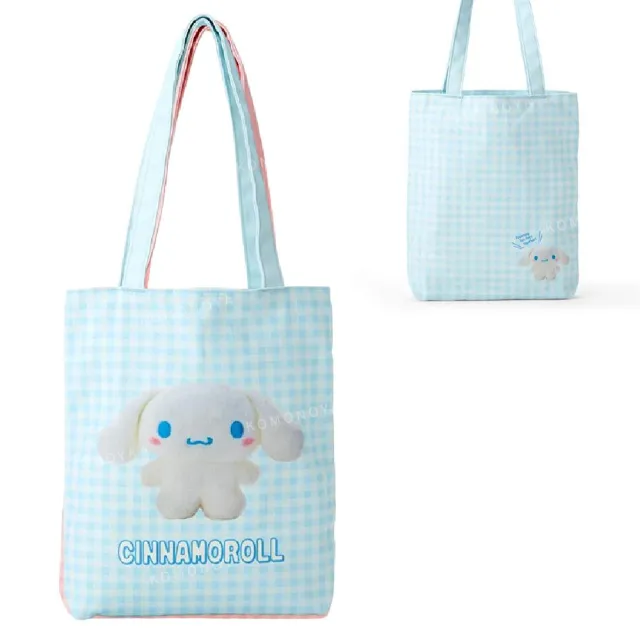 【小禮堂】雙11 Sanrio 三麗鷗 棉質直式肩背袋 - 3D人物系列 Kitty 大耳狗 酷洛米(平輸品)