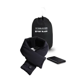 【TOBY BLACK】多功能發熱舒敷圍巾/發熱眼罩/發熱枕禮盒旗鑑組_經典黑(館長推薦-附耐熱收納袋+行動電源)