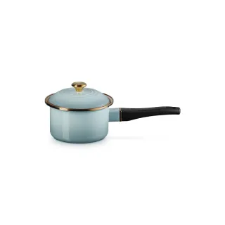 【Le Creuset】琺瑯醬汁鍋14cm(海洋之花-金頭)