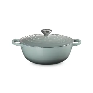 【Le Creuset】典藏琺瑯鑄鐵鍋媽咪鍋24cm(海洋之花-鋼頭-內鍋黑)