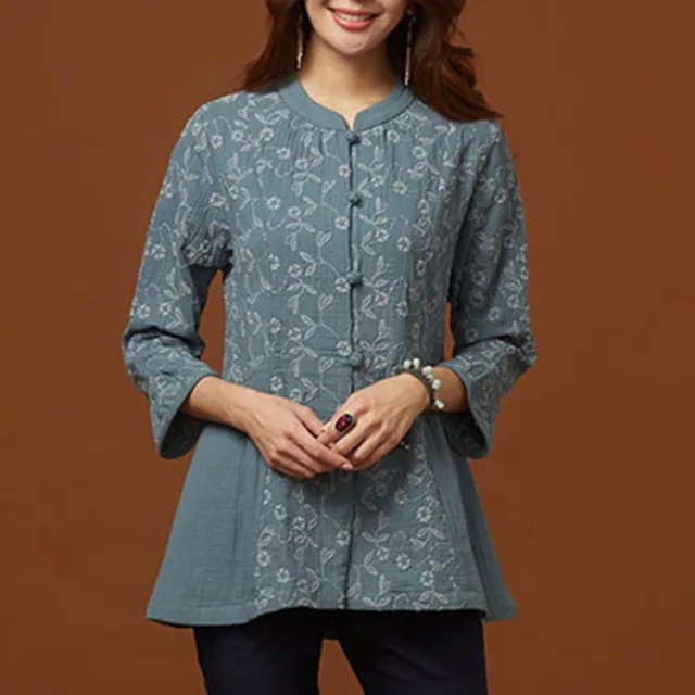 【古典美】古典美08104 刺繡配色雙層布外套(棉麻/純棉/亞麻/中國風/漢服/茶禪服/手染服)