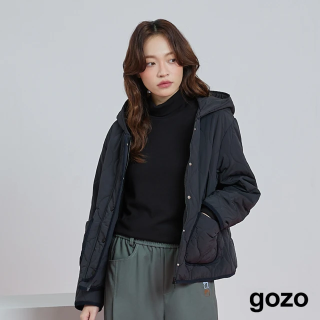 gozo 葫蘆壓紋滾邊鋪棉連帽外套(兩色)優惠推薦