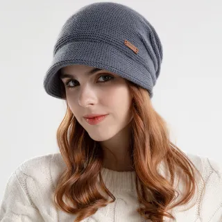 【KT DADA】交換禮物 堆堆帽 針織帽 加絨帽 保暖毛帽 顯小臉 護耳毛帽 月子帽 素色帽 修飾頭型 毛帽