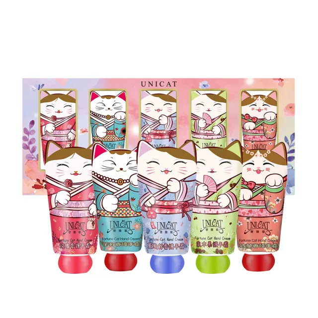 【UNICAT 變臉貓】招財貓護手霜禮盒5入X2盒 節慶/生日禮物(超好聞的香氛 最棒的送禮選擇)