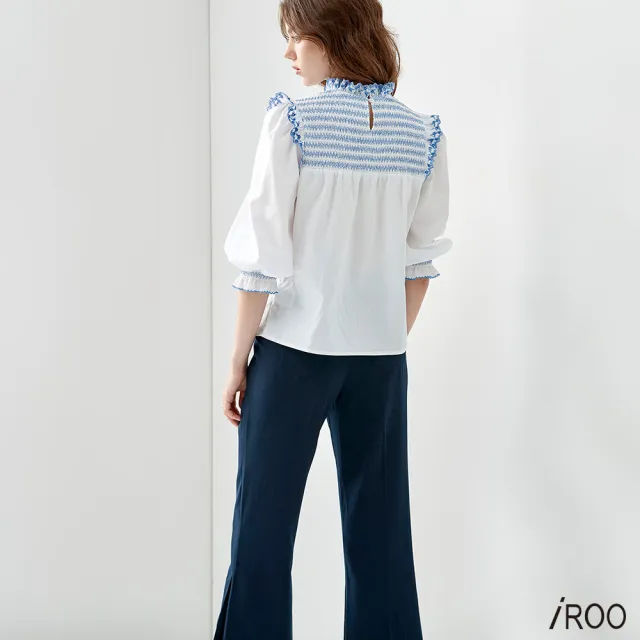 【iROO】開雙衩修身長褲