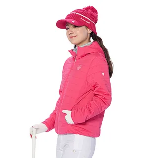 【LE COQ SPORTIF 公雞】高爾夫系列 女款粉色防風防水彈性保暖外套QLU6J650