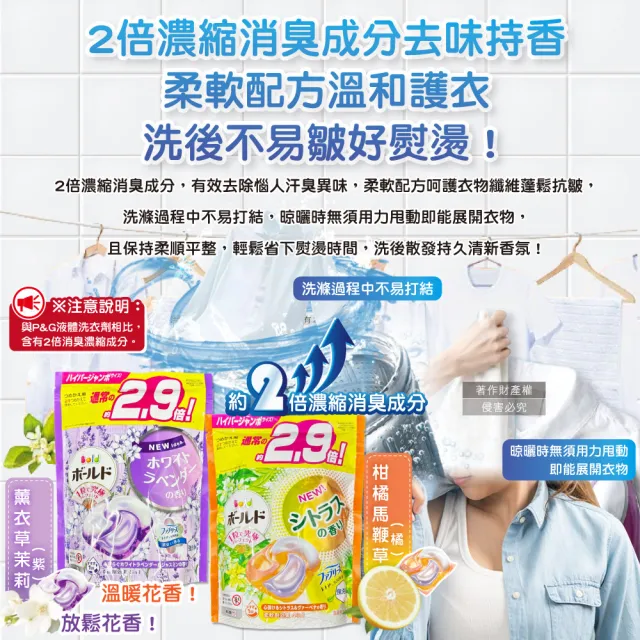 【日本P&G Bold Lenor】強洗淨4合1消臭柔軟香氛洗衣凝膠球32顆/袋(直立滾筒式洗衣機筒槽防霉)