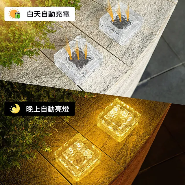 【媽媽咪呀】太陽能LED雪花方形冰磚燈-大號(感應燈 裝飾燈 景觀燈 庭院燈 戶外燈 地磚燈 露營燈)