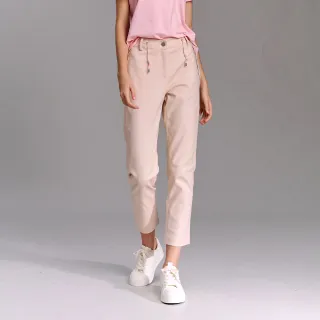【KERAIA 克萊亞】粉紅雪酪撞色休閒彩色長褲