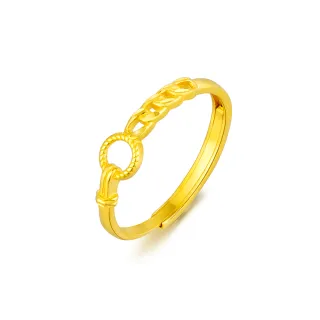 【Just Gold 鎮金店】緣之結 黃金戒指(可調式-網路限定)