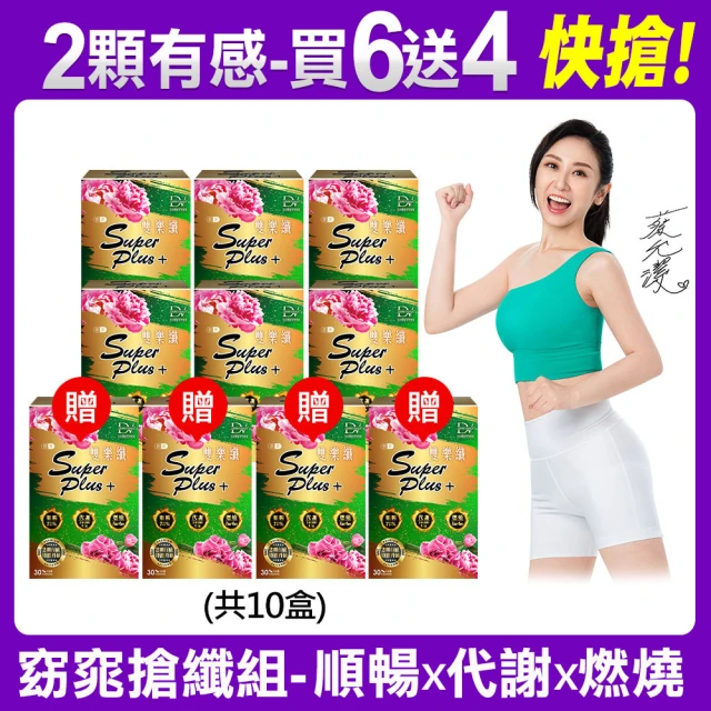 【DV 麗彤生醫】雙樂纖特濃升級x10盒共300粒(保健禮盒/蔡允潔-順暢+代謝+燃燒/酵素/綠茶素/薑)