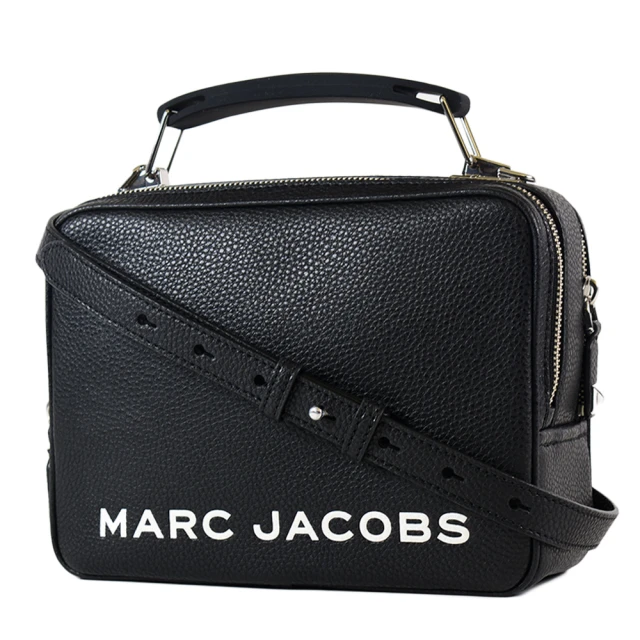 MARC JACOBS 馬克賈伯 專櫃款 THE BOX23荔枝紋手提/斜背二用包-白字黑/中