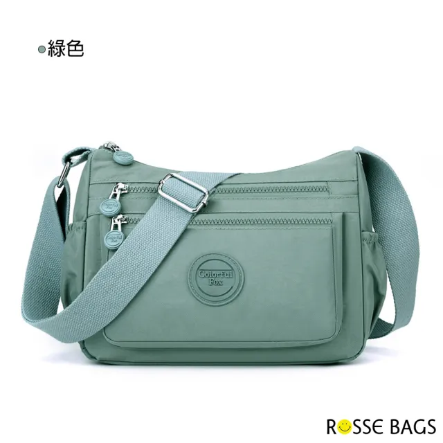 【Rosse Bags】輕便休閒防潑水單肩背包 斜背包(防水包 粉色 / 灰色 / 藍灰色 / 綠色 / 黑色)