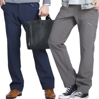 【戶外趣】男款石墨烯FIR-X禦寒昇溫防風防潑水三層暖殼褲抓絨長褲(HMP018 銷光灰/深藍)