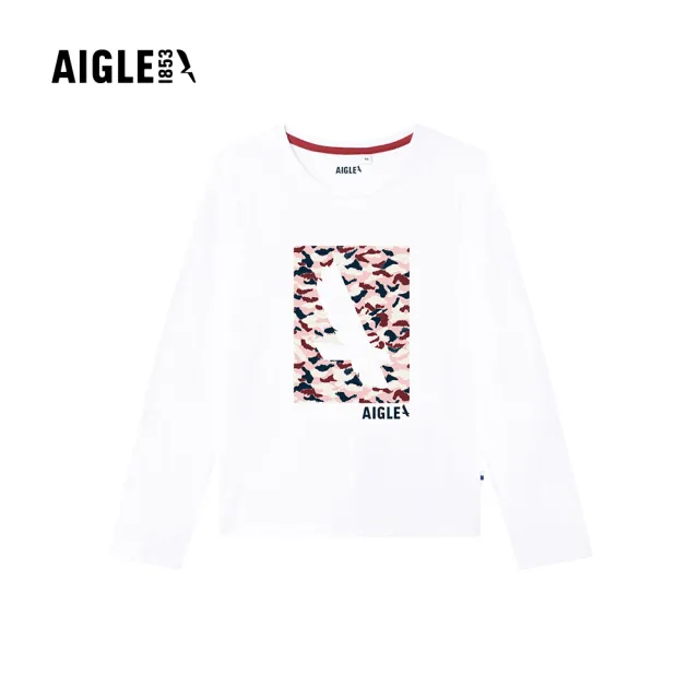 【AIGLE】童 有機棉長袖T恤AG-15008A130 白色(童裝 童上衣 有機棉)