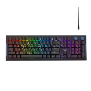 【FOXXRAY 狐鐳】幻域RGB雙旋鈕青軸機械鍵盤(FXR-HKM-92 青軸)