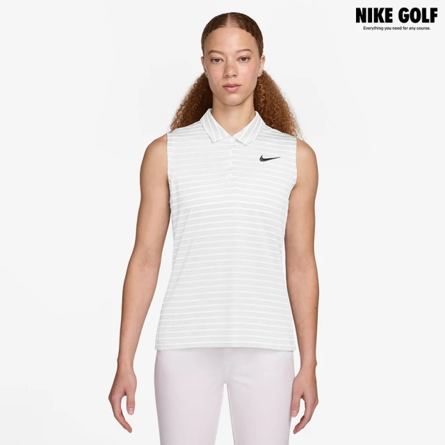 NIKE GOLF 女款 Nike Victory DriFIT無袖條紋高爾夫球衫(白色/黑色)