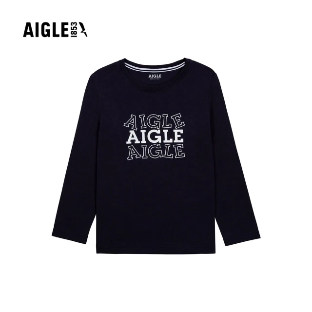 AIGLE 童 有機棉休閒長袖T恤AG-55001A057 深藍(童裝 童上衣 有機棉)